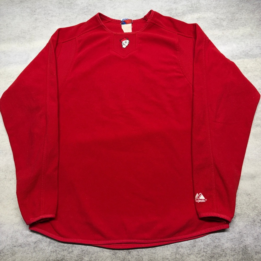 Vintage Ohio Wesleyan University Battling Bishops Red‎ Fleece Sweatshirt Mens M